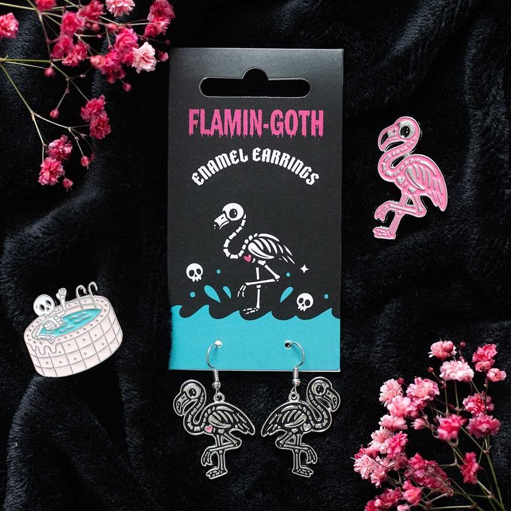 Something Different - Flamingoth Enamel Dangle Des boucles d'oreilles - Multicolore